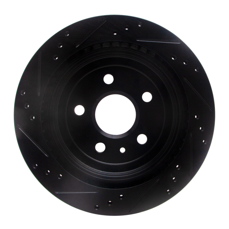 Cadillac CTS Brake Rotor (1) - Rear Right - R1 Concepts - Drilled & Slotted - Black - `08-`19